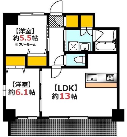 的場町駅 徒歩2分 13階の物件間取画像